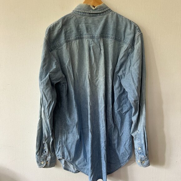 Planet Hollywood Long Sleeve Button Down Shirt Mens Large Denim Shirt Embroidery - Picture 5 of 5